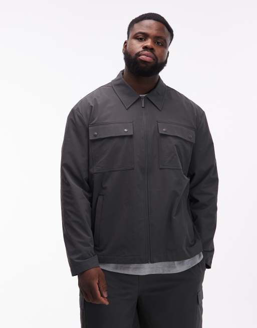 ASOS DESIGN motionMAX™ co-ord four way stretch shacket in charcoal, 4 of 7