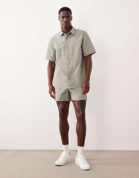ASOS DESIGN - motionMAX - Coordinato verde salvia con camicia e pantaloncini - view 1