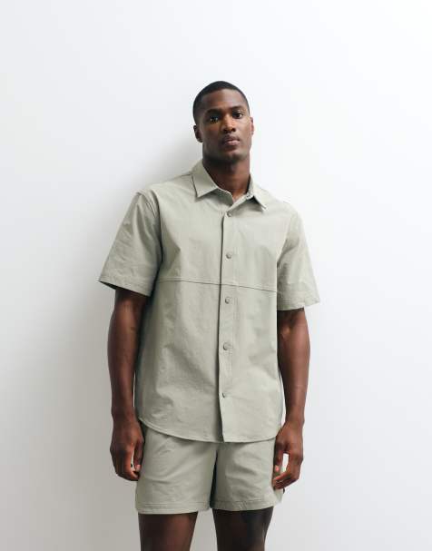 ASOS DESIGN - motionMAX - Coordinato verde salvia con camicia e pantaloncini - view 1