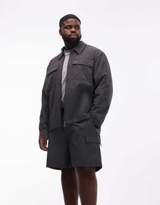 ASOS DESIGN motionMAX™ four way stretch co-ord shorter length cargo shorts in charcoal, 3 of 7