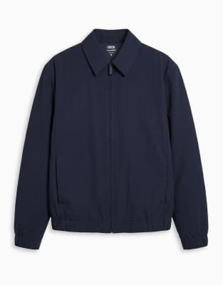 Asos Design Motionmax™ Four Way Stretch Harrington Jacket In Blue