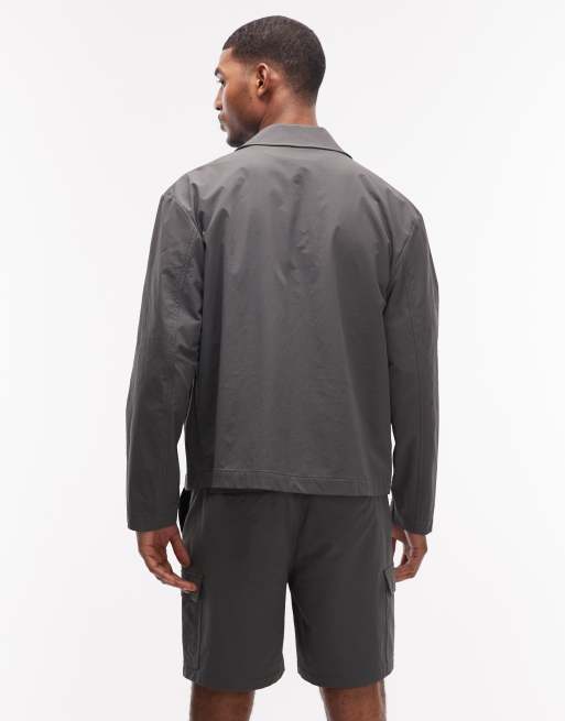 ASOS DESIGN motionMAX™ four way stretch shacket in charcoal (part of a set), 6 of 7