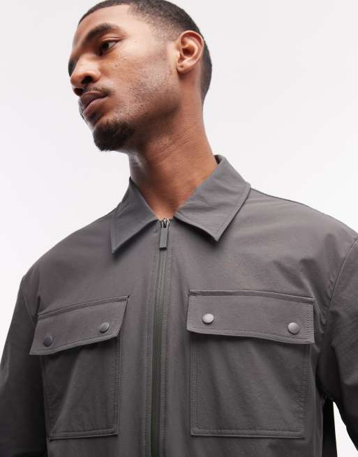 ASOS DESIGN motionMAX™ four way stretch shacket in charcoal (part of a set), 7 of 7