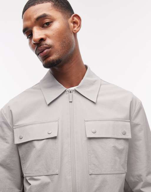 ASOS DESIGN motionMAX™ four way stretch shacket in grey (part of a set), 7 of 7
