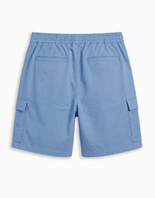 ASOS DESIGN motionMAX™ four way stretch shorter length cargo shorts in blue (part of a set), 3 of 7