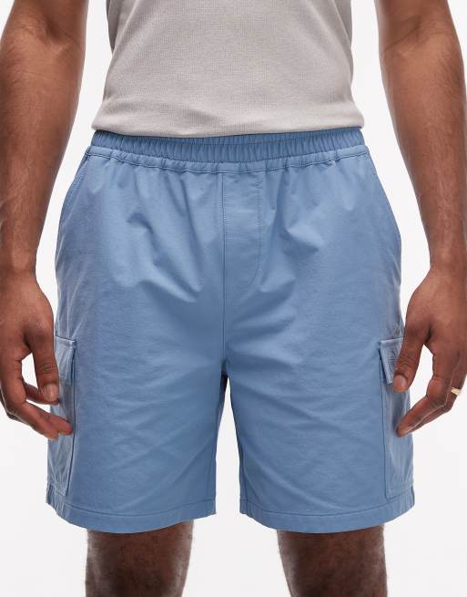 ASOS DESIGN motionMAX™ four way stretch shorter length cargo shorts in blue (part of a set), 6 of 7