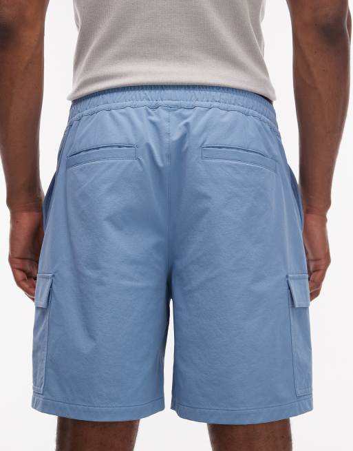 ASOS DESIGN motionMAX™ four way stretch shorter length cargo shorts in blue (part of a set), 7 of 7