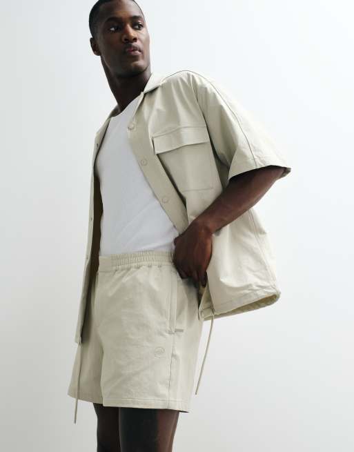 ASOS DESIGN motionMAX™ four way stretch shorter length shorts in stone (part of a set), 5 of 5