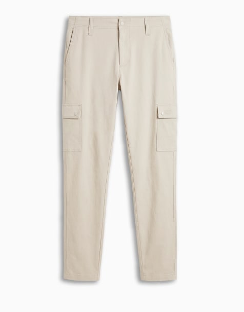 ASOS DESIGN motionMAX™ four way stretch tapered cargo pants in beige (part of a set) - view 1