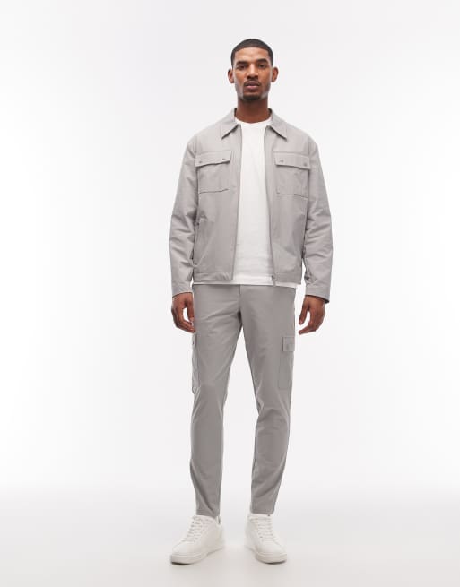 ASOS DESIGN motionMAX™ four way stretch tapered cargo pants in grey, 5 of 7