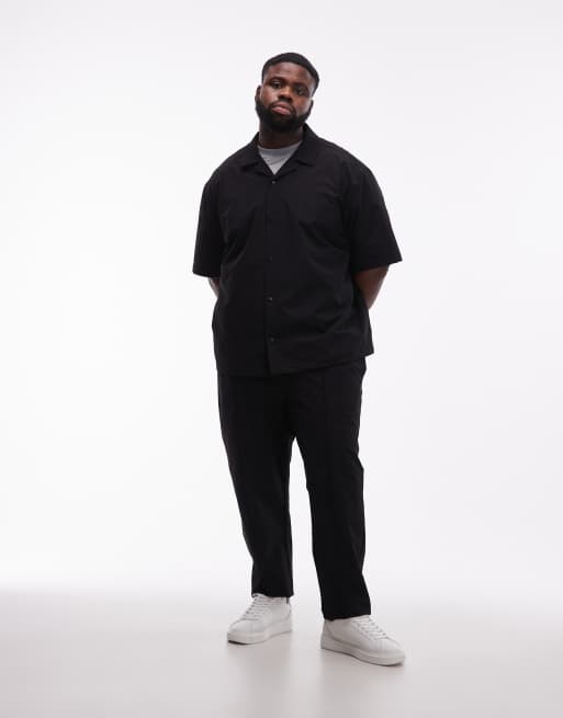ASOS DESIGN motionMAX™ four way stretch tapered pants in black with pintucks - part of a set, 2 of 6
