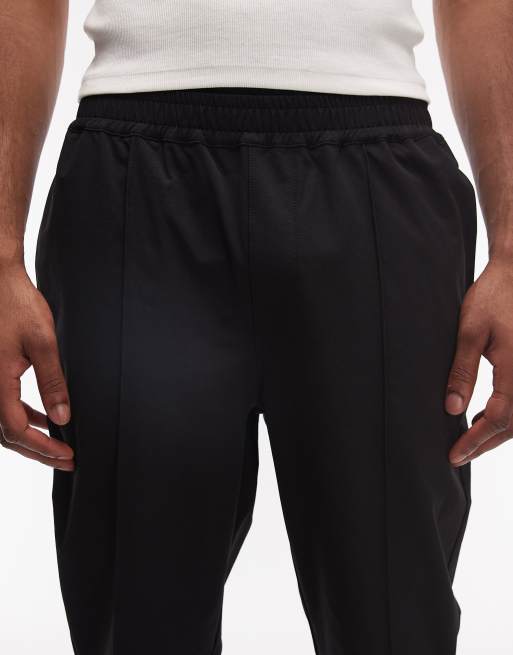 ASOS DESIGN motionMAX™ four way stretch tapered pants in black with pintucks - part of a set, 5 of 6