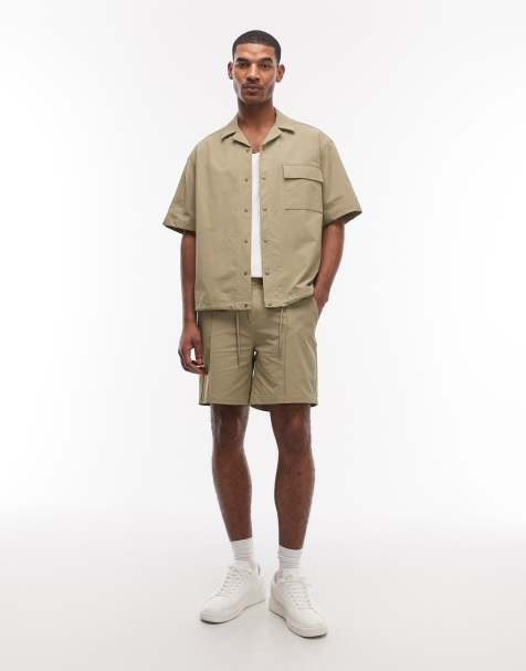 ASOS DESIGN – motionMAX™ – Krótkie szorty z czterokierunkowym stretchem w kolorze khaki z zaszewkami, część zestawu - view 1