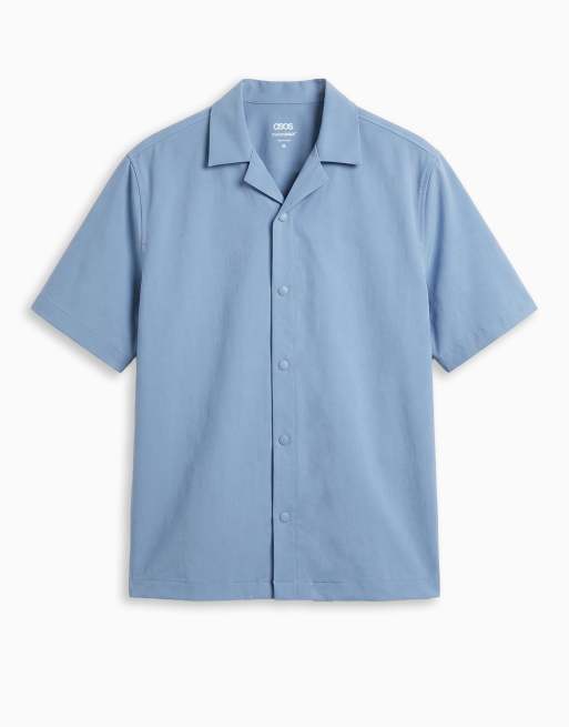 ASOS DESIGN – motionMAX™ – Niebieska koszula o luźnym kroju z czterokierunkowym stretchem, 2 z 7