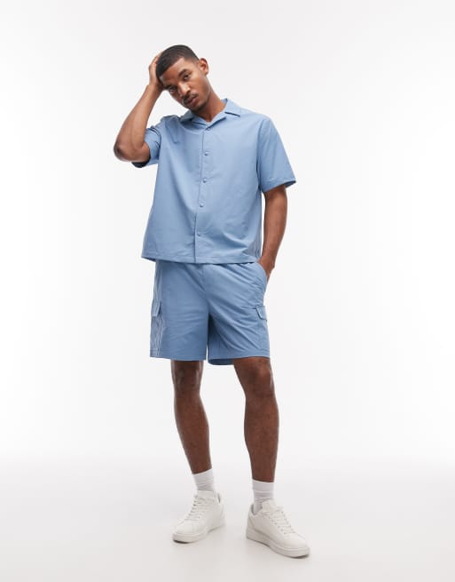 ASOS DESIGN – motionMAX™ – Niebieska koszula o luźnym kroju z czterokierunkowym stretchem, 4 z 7