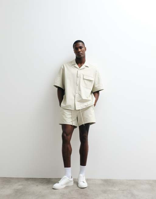ASOS DESIGN - MotionMAX - Oversized overhemd met stretch in vier richtingen in beige, 2 van 5
