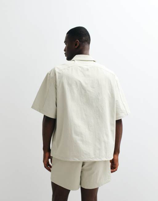 ASOS DESIGN - MotionMAX - Oversized overhemd met stretch in vier richtingen in beige, 4 van 5