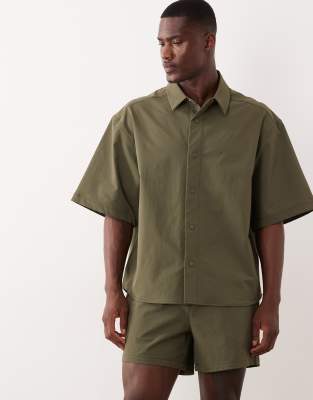 ASOS DESIGN motionMAX oversized shirt in khaki khaki 9990₽