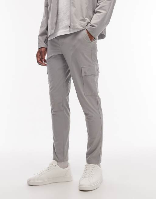 ASOS DESIGN - MotionMAX™ - Pantaloni cargo affusolati grigi in tessuto quadrielastico in coordinato, 3 di 7
