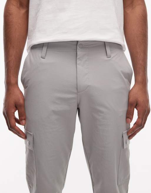 ASOS DESIGN - MotionMAX™ - Pantaloni cargo affusolati grigi in tessuto quadrielastico in coordinato, 7 di 7
