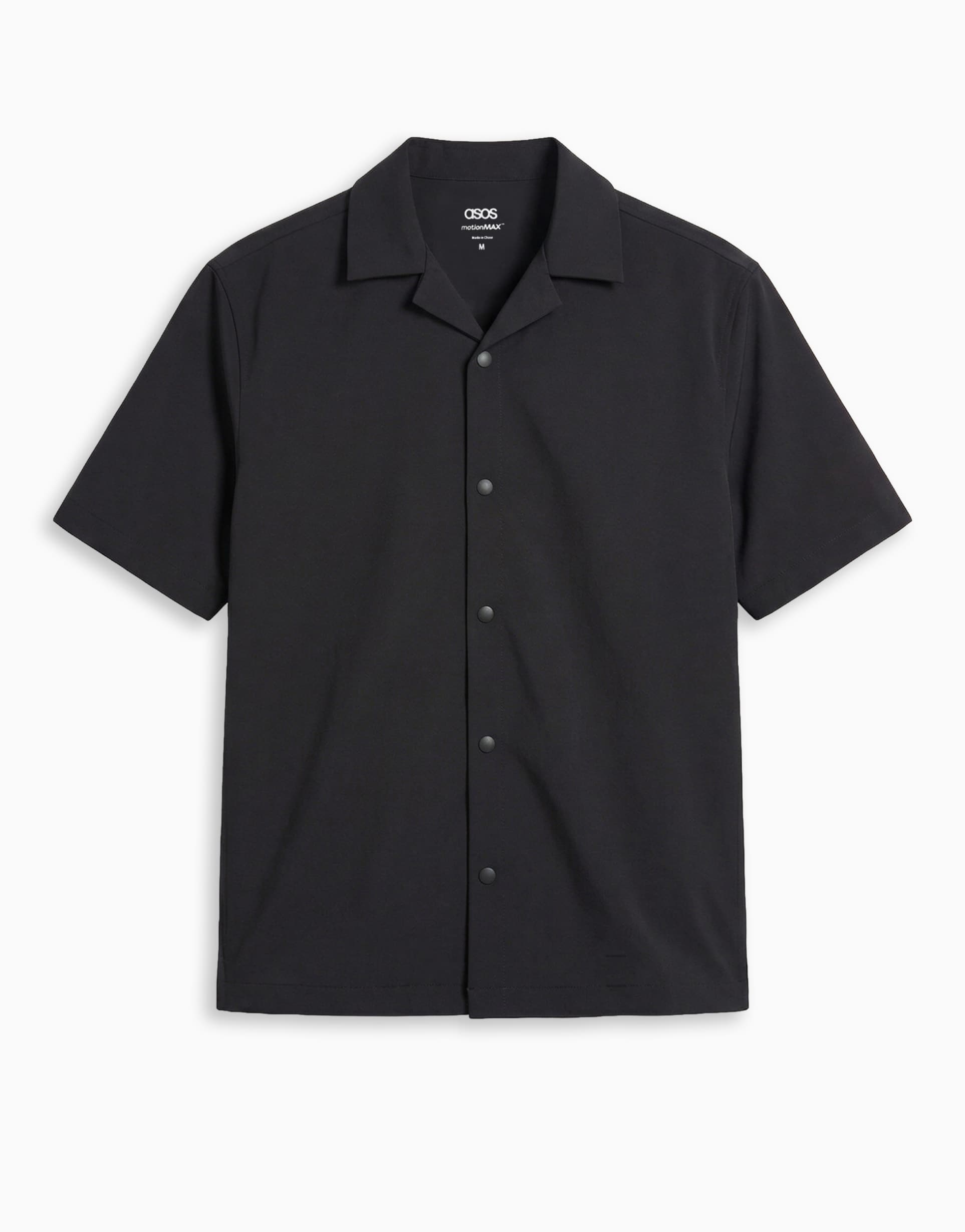 ASOS DESIGN motionMAX™ relaxed fit four way stretch shirt in black