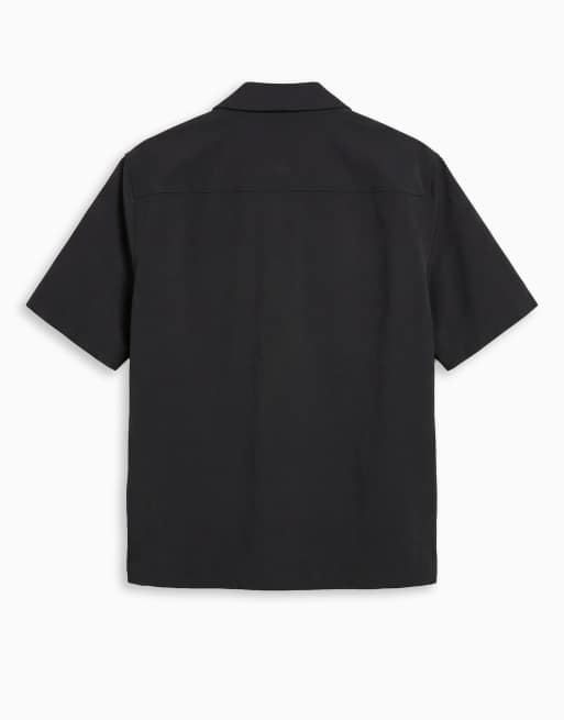 ASOS DESIGN motionMAX™ relaxed fit four way stretch shirt in black, 2 of 7