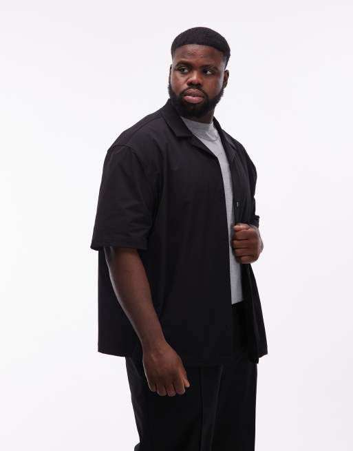 ASOS DESIGN motionMAX™ relaxed fit four way stretch shirt in black, 4 of 7