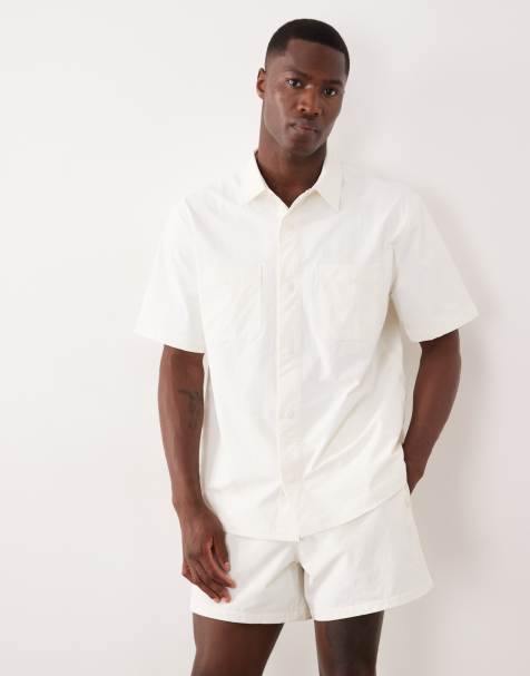 ASOS DESIGN – motionMAX – Set aus Hemd und Shorts in Weiß - view 1