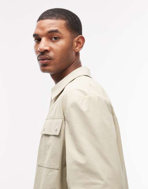 ASOS DESIGN - MotionMAX™ - Shacket met stretch in vier richtingen in stone, deel van co-ord set, 6 van 7