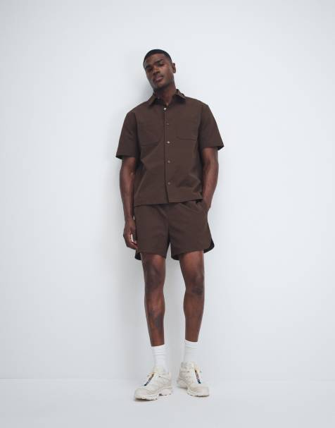 ASOS DESIGN motionMAX shirt and shorts co-ord in brown - view 1