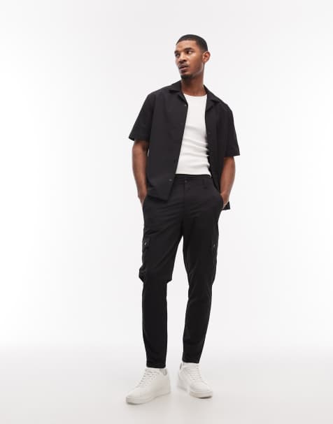 ASOS DESIGN - MotionMAX™ - Sorte tapered cargobukser med firevejs-stretch - Del af sæt - view 1