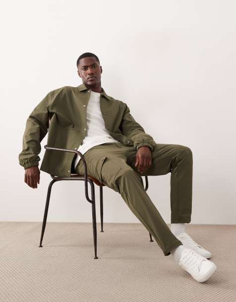 ASOS DESIGN motionMAX tapered cargo pants in khaki green - view 1