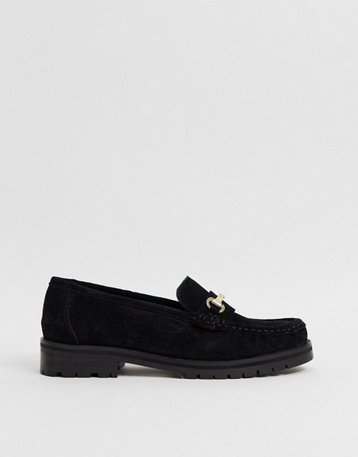 ASOS DESIGN Motivate suede chunky loafers in black