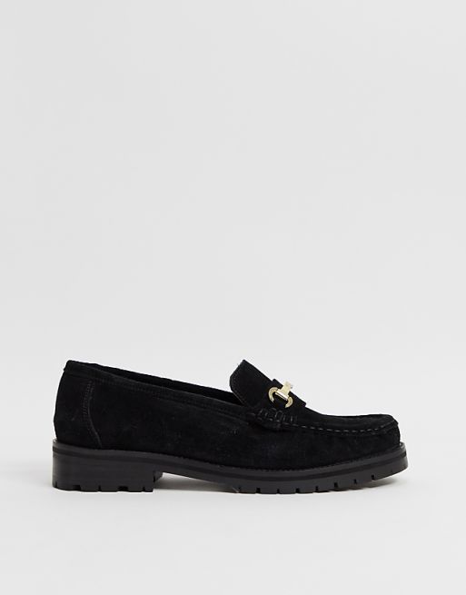ASOS DESIGN Motivate suede chunky loafers in black | ASOS