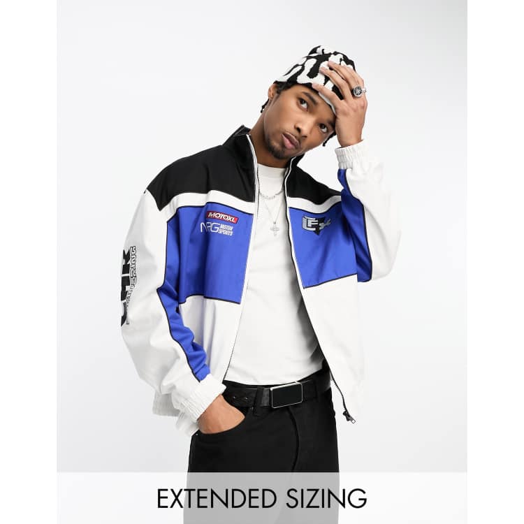 Bomber jacket 2025 blue and white