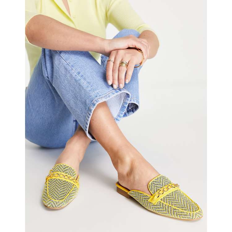 Yellow flat store mules