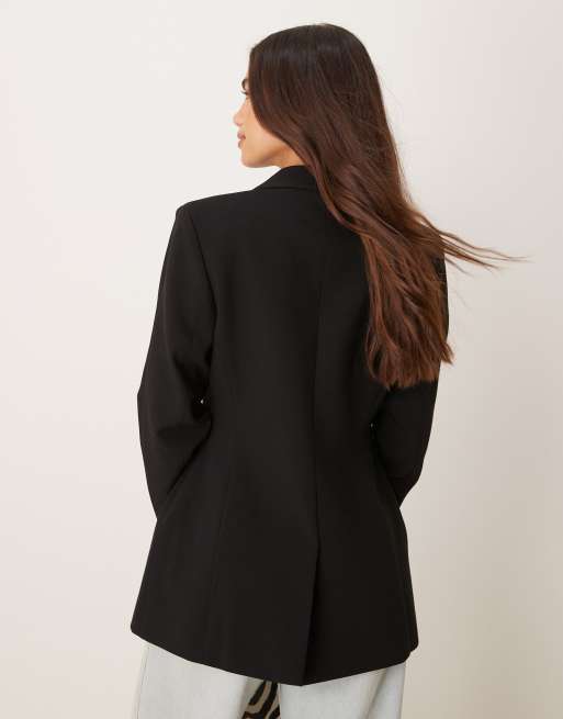 ASOS DESIGN moulded hip blazer in black , 4 of 4
