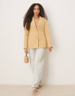 Asos Design Moulded Hip Blazer In Neutral