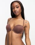 [ASOS DESIGN] ASOS DESIGN moulded multiway strapless bra with clear centre in brown 32B Brown