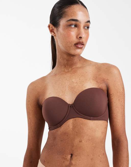 ASOS DESIGN moulded multiway underwired bra in chocolate - BROWN, 4 of 4
