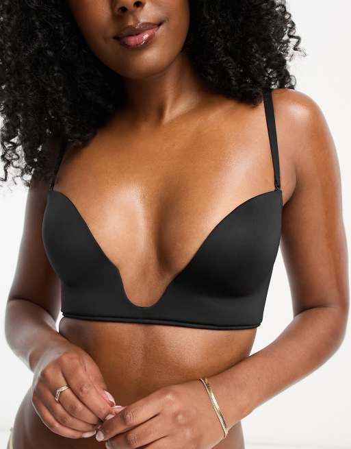 ASOS DESIGN moulded open front plunge bra in black, 2 of 4