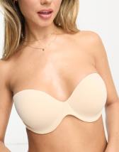 ASOS DESIGN backless strapless plunge bra with stick on wing in beige