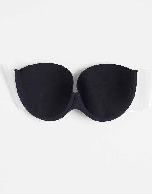 ASOS DESIGN backless strapless plunge bra with stick on wing in black