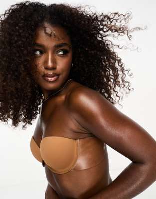 ASOS DESIGN moulded strapless backless bra with stick on wing in brown