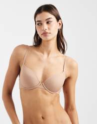 ASOS DESIGN moulded t-shirt bra in beige