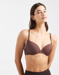 ASOS DESIGN moulded t-shirt bra in chocolate