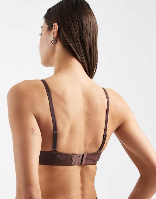 ASOS DESIGN moulded t-shirt bra in chocolate, 2 of 4