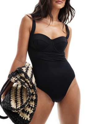 ASOS DESIGN ASOS DESIGN moulded underwired swimsuit in black