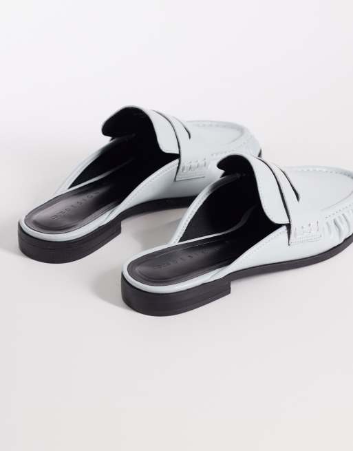 ASOS DESIGN – Mouse – Blekblå loafers med öppen häl och rynkade detaljer, 3 av 4