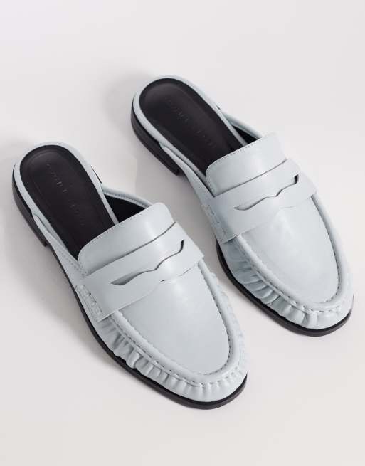ASOS DESIGN – Mouse – Blekblå loafers med öppen häl och rynkade detaljer, 4 av 4